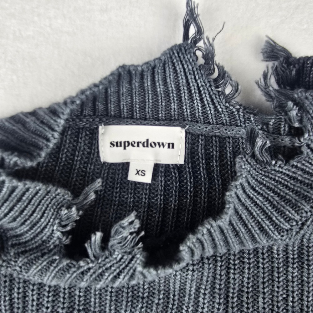 Superdown Gray Tie Dye Knit Pullover Distressed S… - image 5